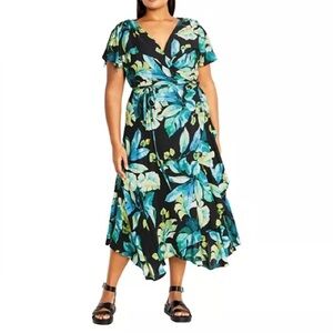 City Chic Plus Imogen Floral Maxi Wrap Dress XXXL NWT